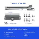 FR5013AW Hydraulic Auto Door Closers, Adjustable Spring Size 3, Regular Arm, Cast Aluminum Body